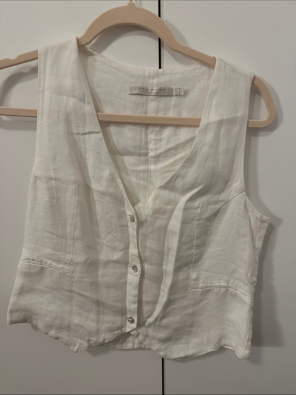 Zara Cream Button-Front Linen Women's Vest